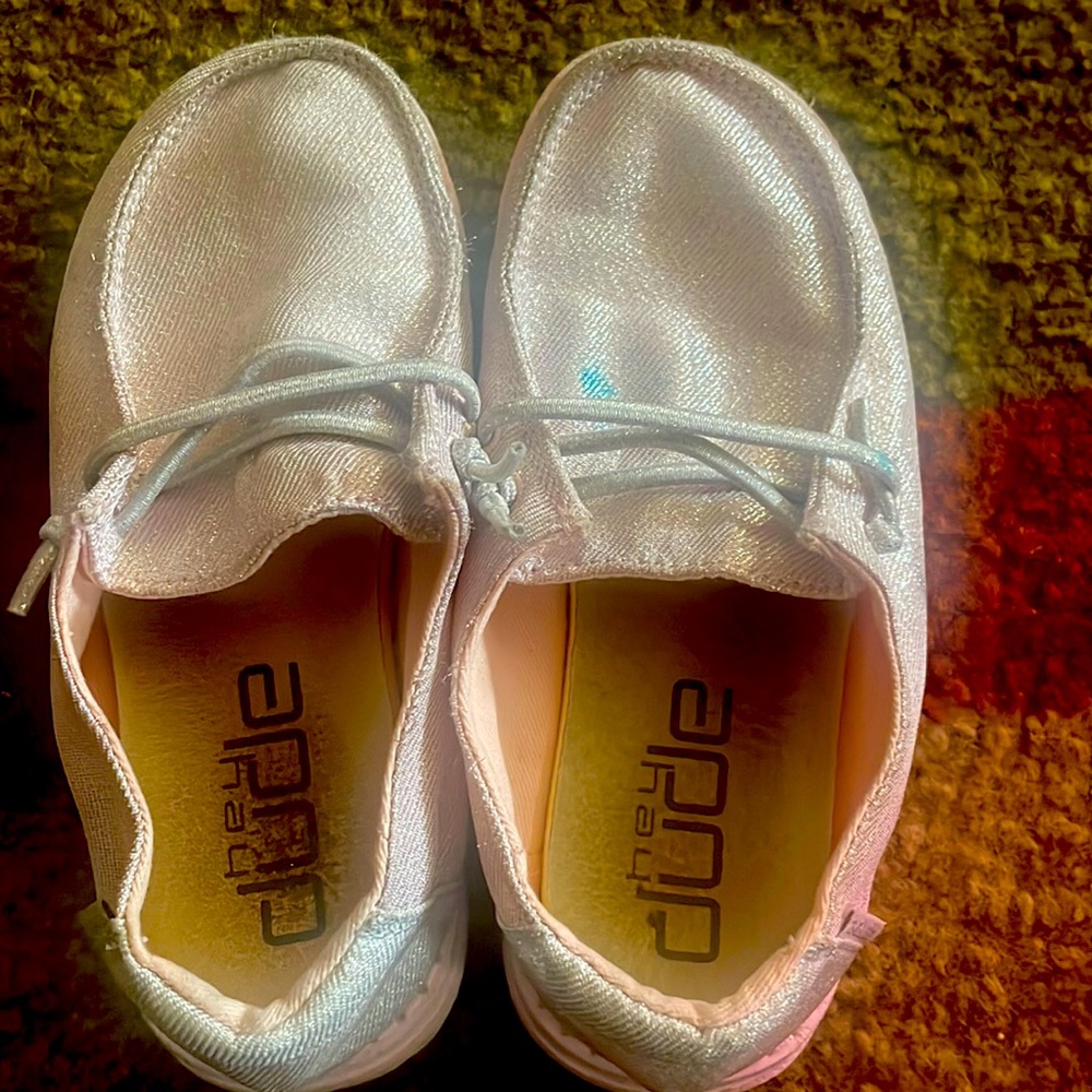 Toddler girl hey dudes size 10 glitter pink